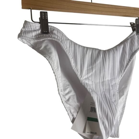 Becca Rebecca Virtue White Moon Ridge Hipster Adela Ribbed Bikini Bottoms Large - Picture 9 of 9